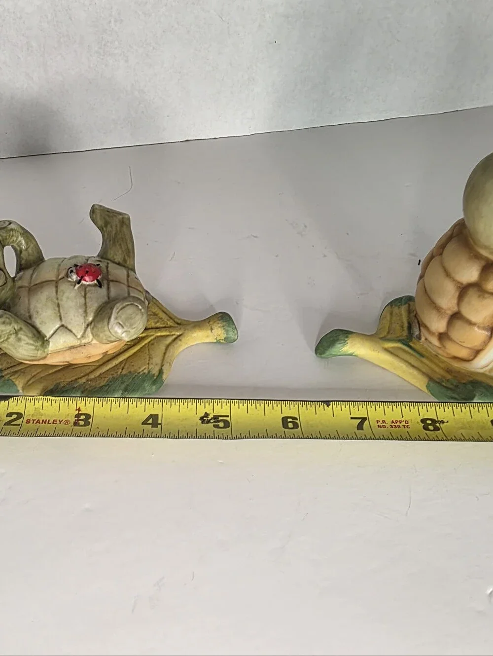 Homco Vintage Turtle Figurines on Leaf #1123 Set of 2 Anthropomorphic